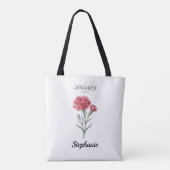 January Birthday Gift Carnation Birth Flower Art Tasche (Rückseite)