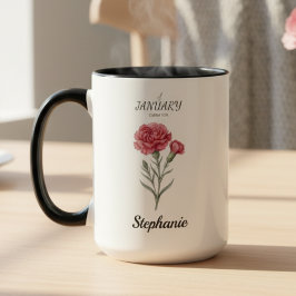 January Birthday Gift Carnation Birth Flower Art Tasse