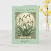 January Birthday Snowdrop Flowers Art Nouveau Styl Karte (Gelbe Blume)