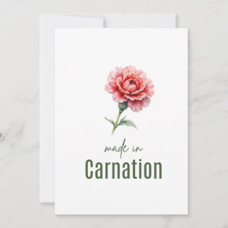 January Carnation Birth Flower card Watercolor Einladung