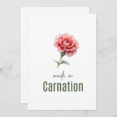 January Carnation Birth Flower card Watercolor Einladung (Vorne/Hinten)