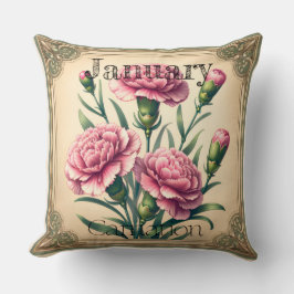 January Carnation Birth Month Double Sided Kissen