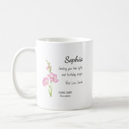 January Carnation Personalized Birthday Kaffeetasse