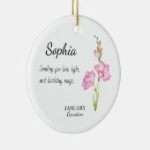 January Carnation Personalized Birthday Keramik Ornament (Rechts)