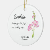 January Carnation Personalized Birthday Keramik Ornament (Links)