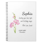 January Carnation Personalized Birthday Notizblock (Vorderseite)