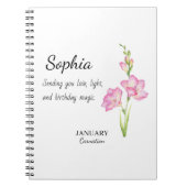 January Carnation Personalized Birthday Notizblock (Vorderseite)