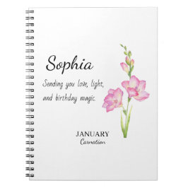 January Carnation Personalized Birthday Notizblock