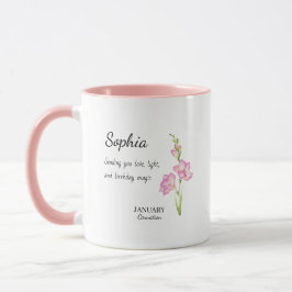 January Carnation Personalized Birthday Tasse