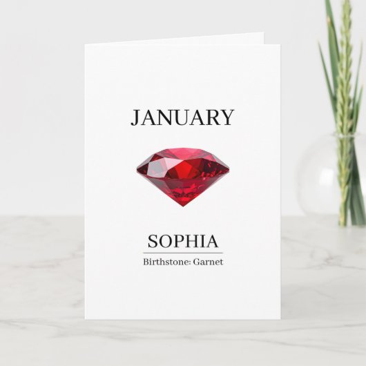January Garnet Personalized Birthday Karte (Vorderseite)