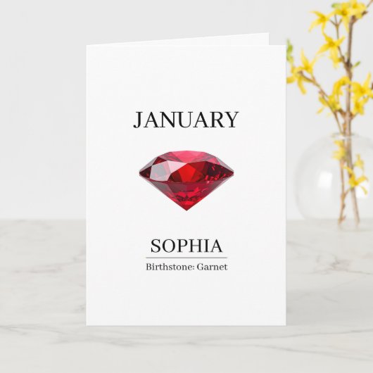 January Garnet Personalized Birthday Karte (Gelbe Blume)