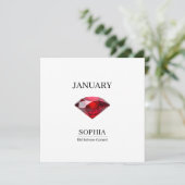 January Garnet Personalized Birthday Karte (Stehend Vorderseite)