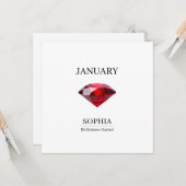January Garnet Personalized Birthday Karte (Vorderseite/Rückseite Beispiel)