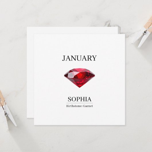 January Garnet Personalized Birthday Karte (Vorderseite/Rückseite Beispiel)