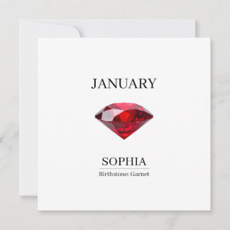 January Garnet Personalized Birthday Karte