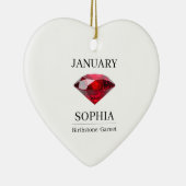 January Garnet Personalized Birthday Keramik Ornament (Rechts)