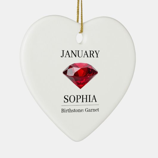 January Garnet Personalized Birthday Keramik Ornament (Rechts)