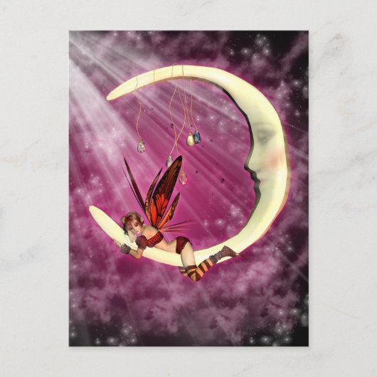 January Moon Fairy Post Card Postkarte (Vorderseite)