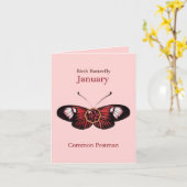 January Red Common Postman Butterfly Illustration Karte (Gelbe Blume)