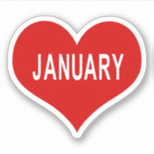 JANUARY Red Liebe Heart Vinyl Sticker (Vorderseite)