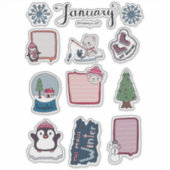 January Sticker Sheet – Cozy Bears & Winter Magic (Vorderseite)