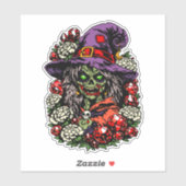 January Zombie Witch with Gems and Flowers Aufkleber (Blatt)