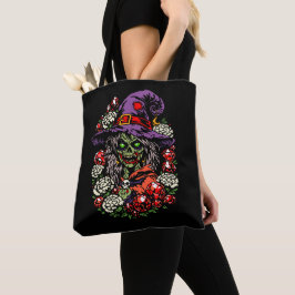 January Zombie Witch with Gems and Flowers Tasche