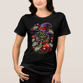 January Zombie Witch with Gems and Flowers Tri-Blend Shirt