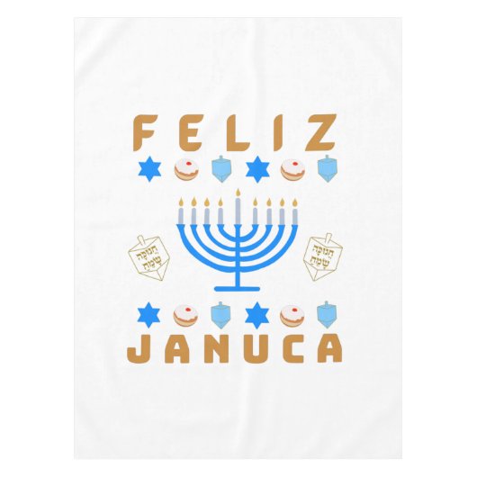 Januca, Feliz Januca, Menorah, Masada, Janucia Tischdecke (Vorderseite)