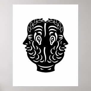 Janus Doppelkopf Alte Römische Münze Symbol Poster