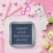 JANY Birthday Party Elegant Navy Blue und Grau Pappteller (Party)