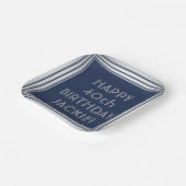 JANY Birthday Party Elegant Navy Blue und Grau Pappteller (Gewinkelt)