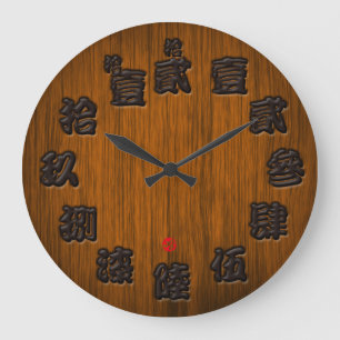 Japa Zeichen-Brettart schwierigen alten Kanjis Große Wanduhr
