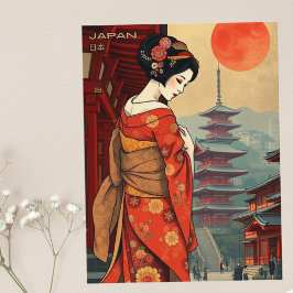 Japan 日 本 geisha pagoda urlaub retro Postkarte