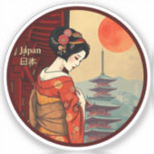 Japan 日 本 Maiko geisha pagoda retro Aufkleber (Vorderseite)