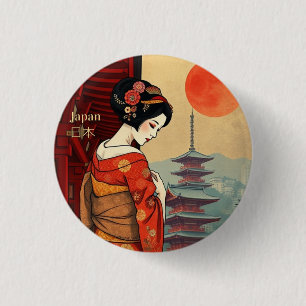 Japan 日 本 Meergeisha pagoda sun Button