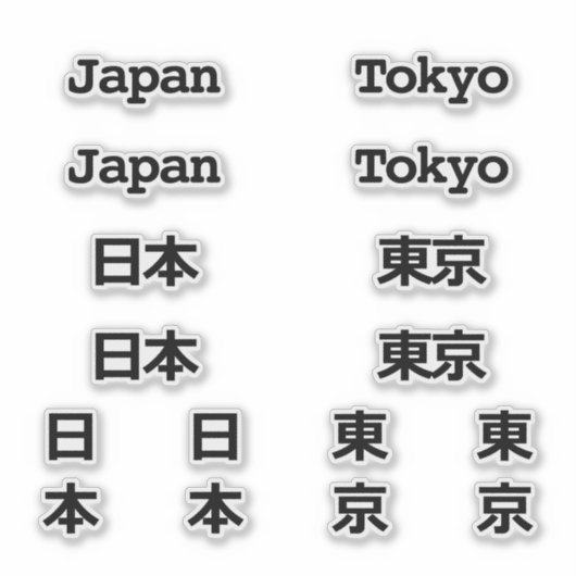 Japan 日 本 & Tokio 東 京 - Englisch & Japanisch Aufkleber (Vorderseite)