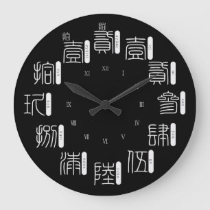 Japan alt schwieriger Kanji-Stil [schwarzes Gesich Große Wanduhr