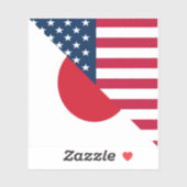 Japan America Flag |Die Hälfte der japanischen Fla Aufkleber (Blatt)