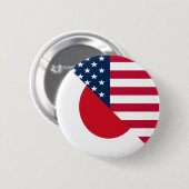 Japan America Flag |Die Hälfte der japanischen Fla Button (Vorne & Hinten)