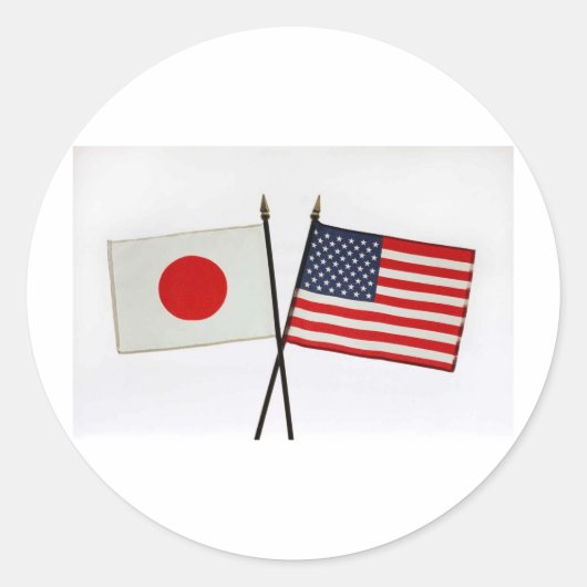 JAPAN AMERICAN FLAG RUNDER AUFKLEBER (Vorderseite)