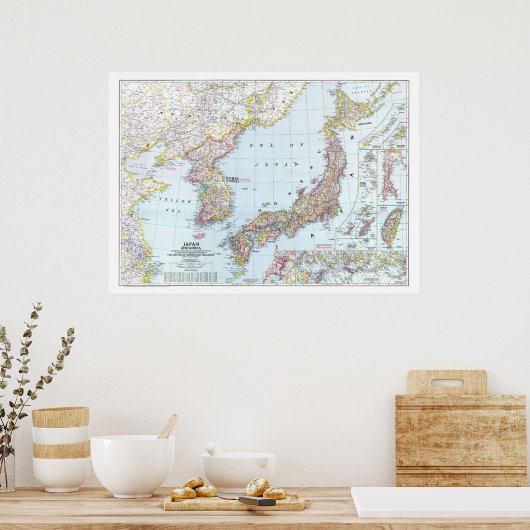 " Japan and Korea: 1945 Detailed MAP ... Poster (Küche)