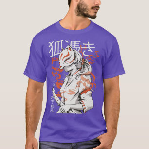 Japan Anime Mask Kitsune, Forest Devil Style Samur T-Shirt