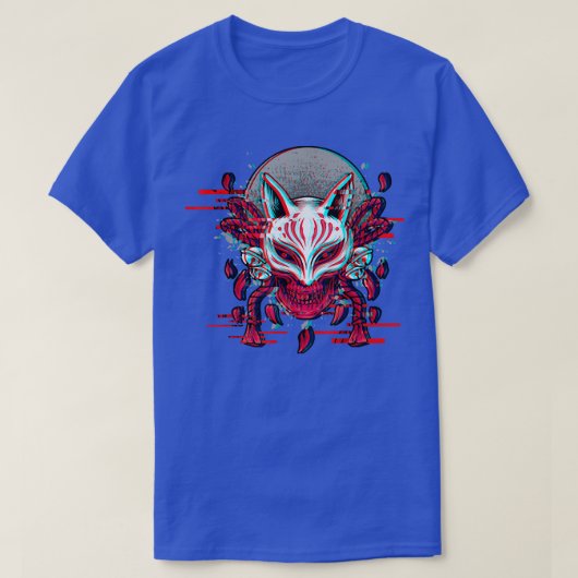 Japan Anime Mask Kitsune Samurai Demon Oni Yandere T-Shirt (Design vorne)