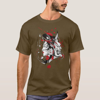 Japan Anime Mask Kitsune Samurai Demon Oni Yandere T-Shirt