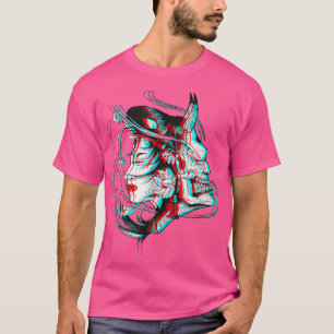 Japan Anime Mask Kitsune Samurai Oni Vaporwave (2 T-Shirt