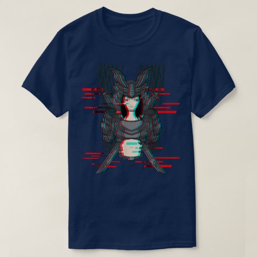 Japan Anime Robotic Technology Samurai Glitch Oni  T-Shirt (Design vorne)
