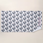 Japan Art Cat Wave Embroidered Design - Custom Strandtuch (Vorderseite)