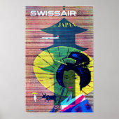 JAPAN Art Deco Werbung für alte Schweizer Fluggese Poster (Vorne)
