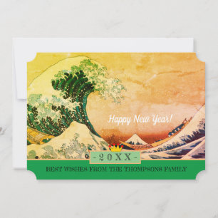 Japan Art & Happy New Year! Card /Kanagawa Wave Feiertagskarte